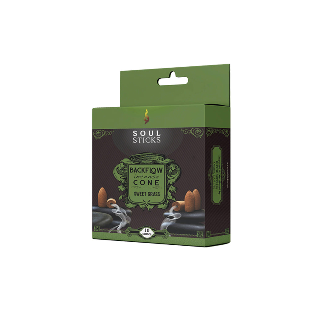 Soul Sticks Sweetgrass backflow incense cones package