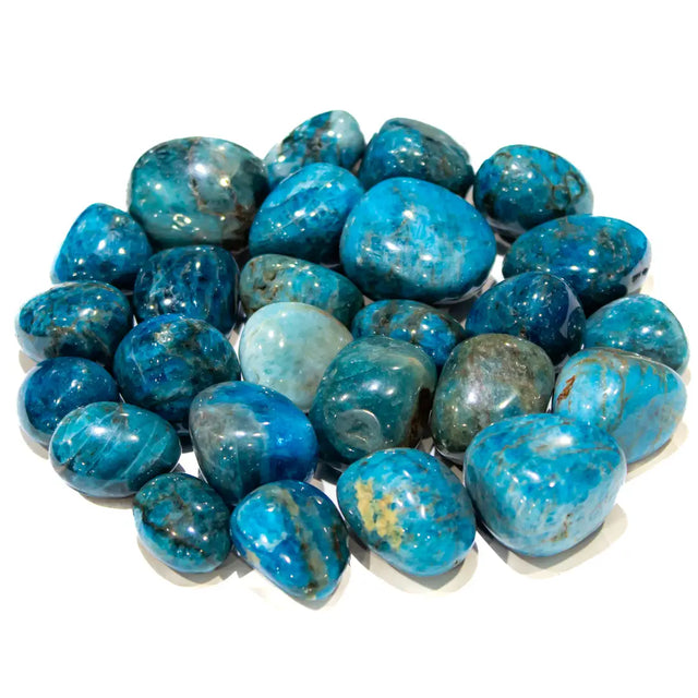 Polished Blue Apatite tumbled stones in blue and teal tones
