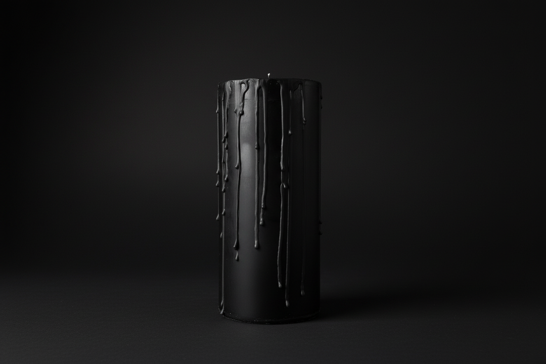 Black beeswax pillar candle for ritual use