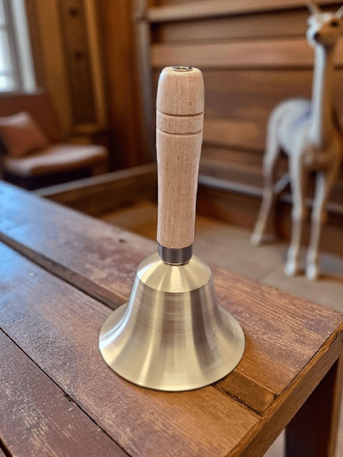 Brass Handbell with Non-Polished Wooden Handle