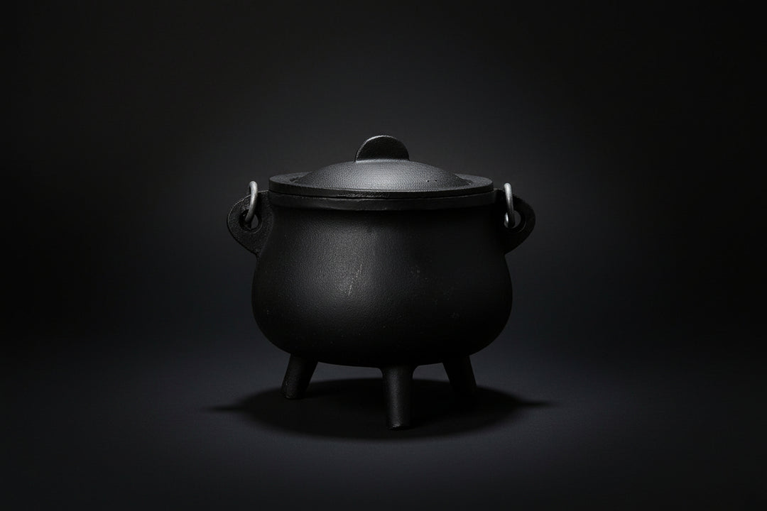 6 inch cast iron cauldron black ritual vessel for witchcraft and pagan rituals