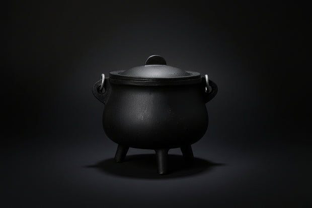 6 inch cast iron cauldron black ritual vessel for witchcraft and pagan rituals