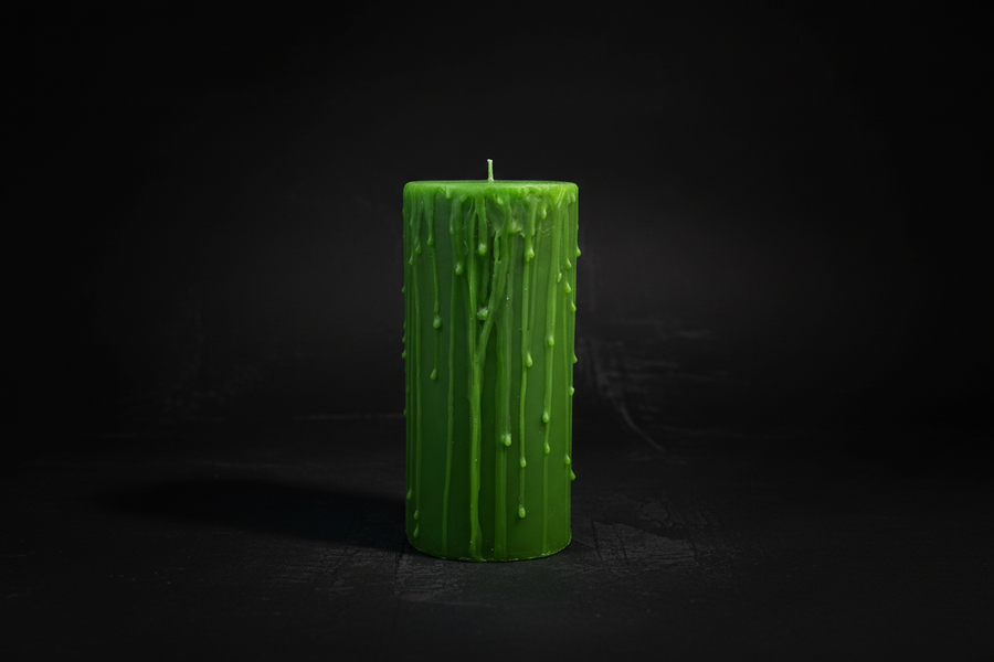 Green Beeswax Pillar Candle – 24 oz Growth & Renewal Symbolism