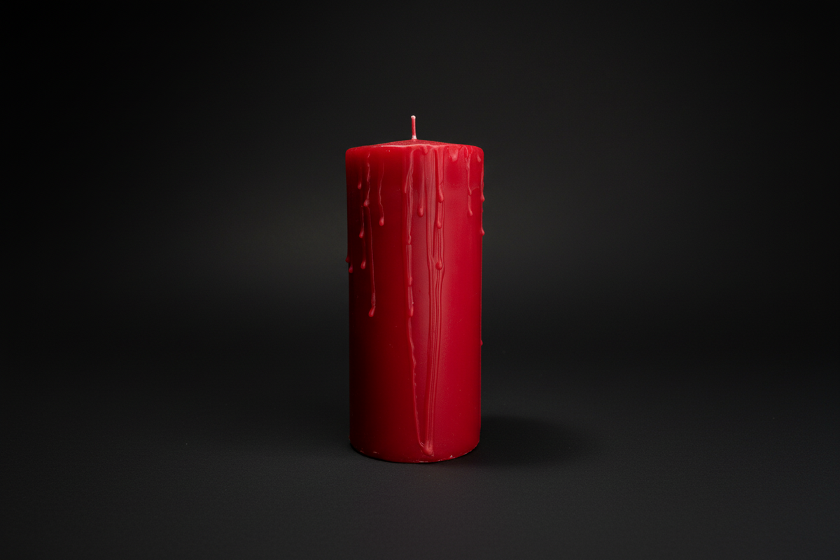 Red 24 oz beeswax pillar candle for altar or ritual use