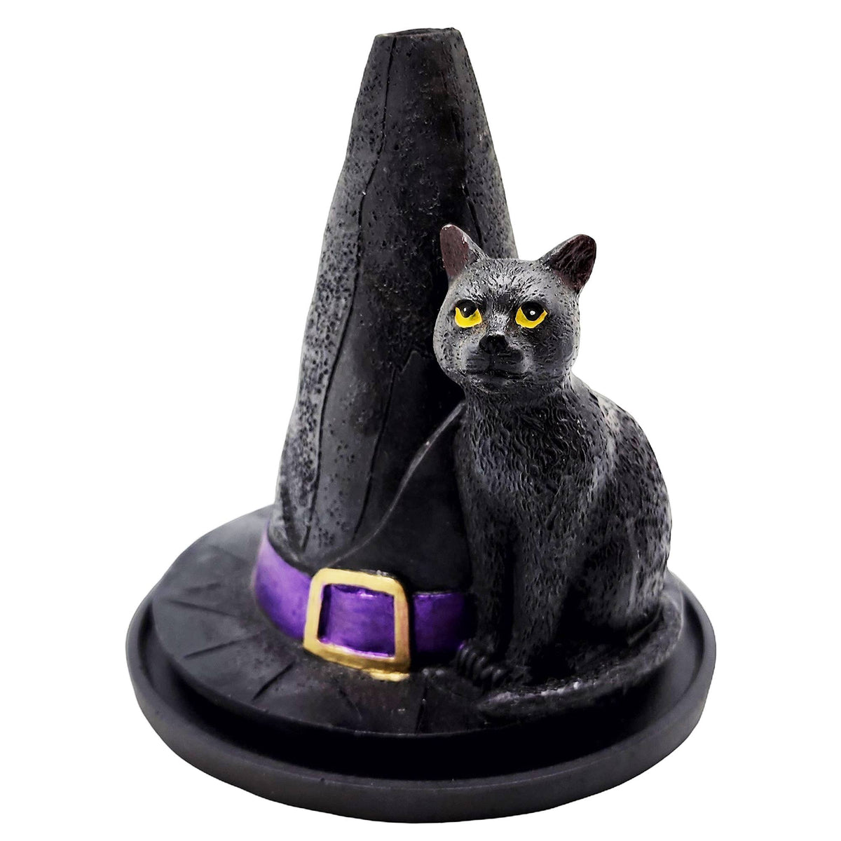 Witch's hat cat incense burner front view