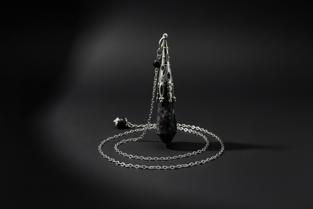 Yooperlite pendulum with silver-tone chain