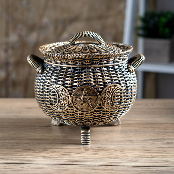 Wicker Triple Moon cauldron alternate angle