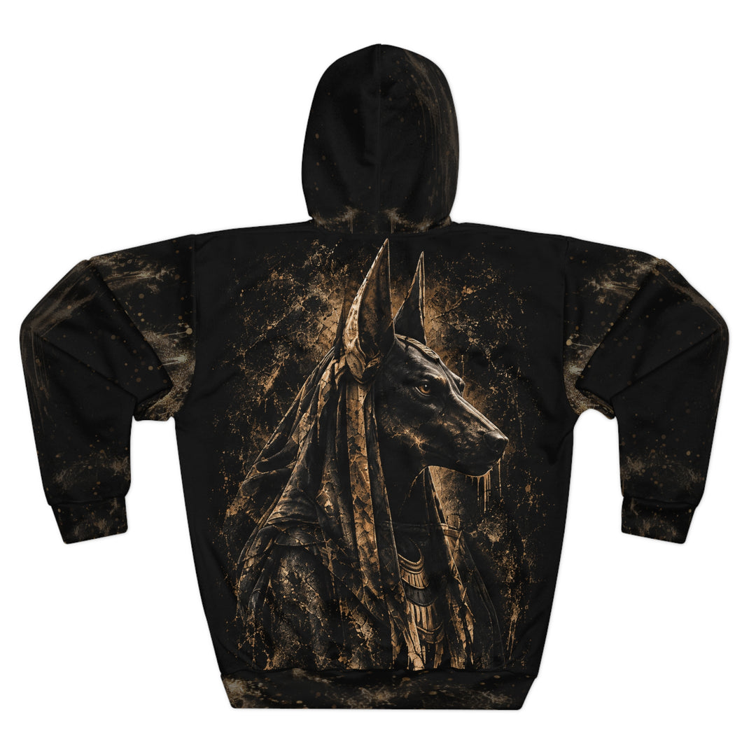 AO Anubis - Bronze Shadow Profile - Black AOP Pullover Hoodie