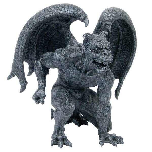 Horned grotesque gargoyle statue