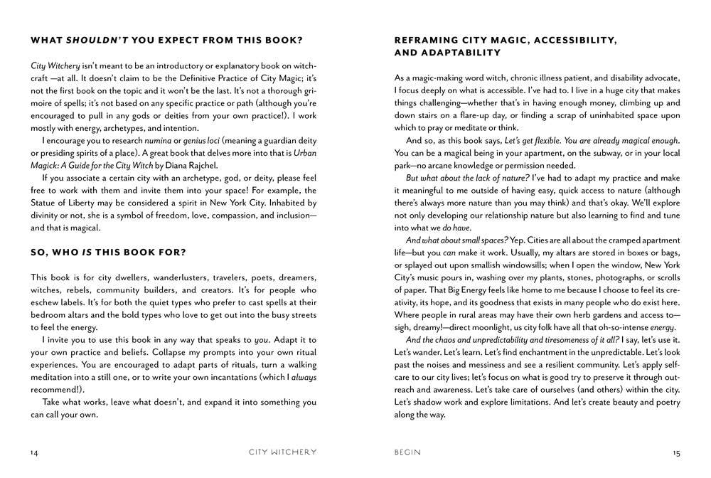 City Witchery interior page with city-based ritual ideas