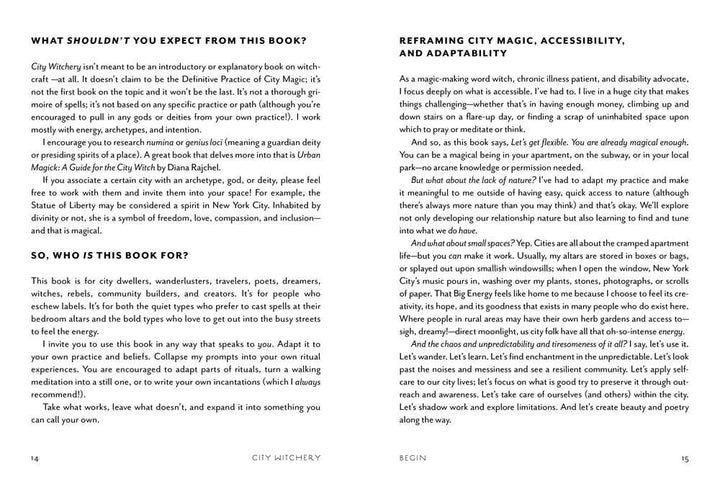 City Witchery interior page with city-based ritual ideas