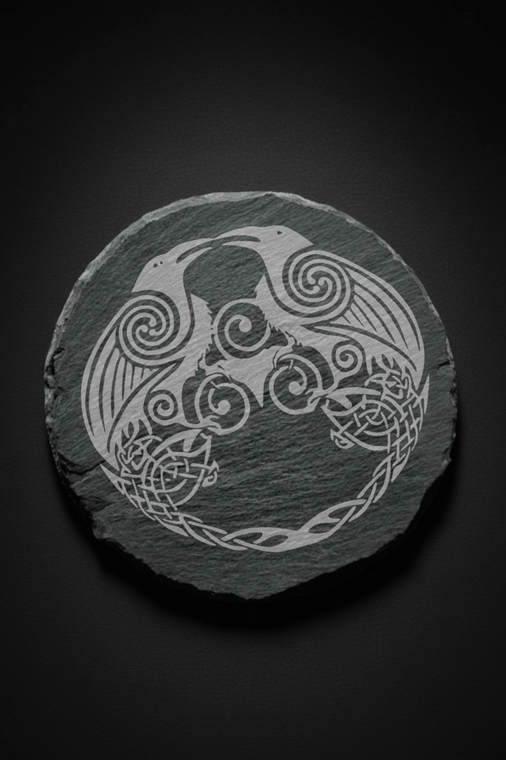Norse Raven Huginn & Muninn Slate Altar Tile