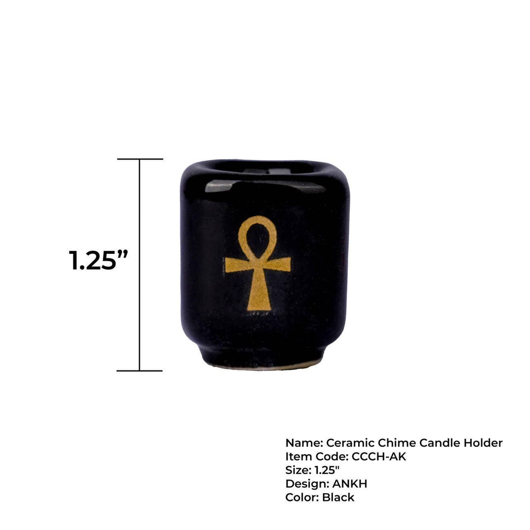 Ceramic ankh candle holder close-up