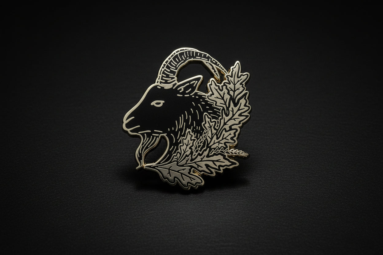Black Phillip goat enamel pin