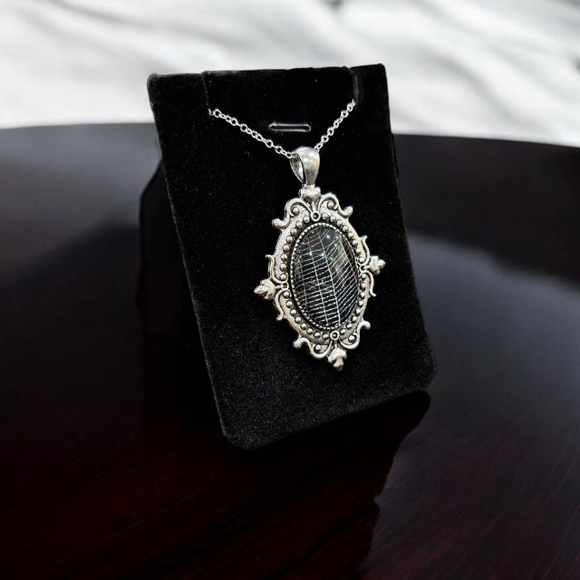 Real Spiderweb Small Silver Tone Filigree Cabochon