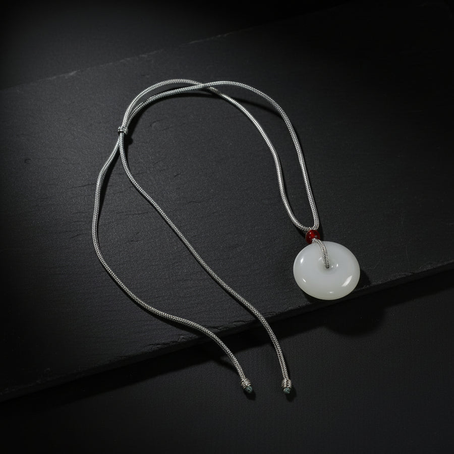 White Jade Donut Necklace
