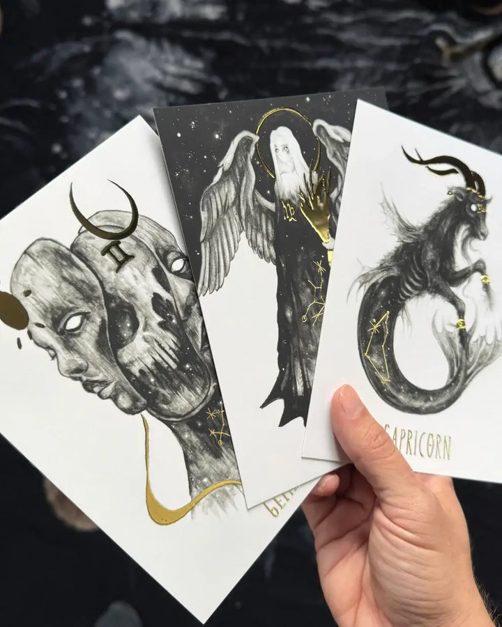 Zodiac gold foil print set by Brian Serway