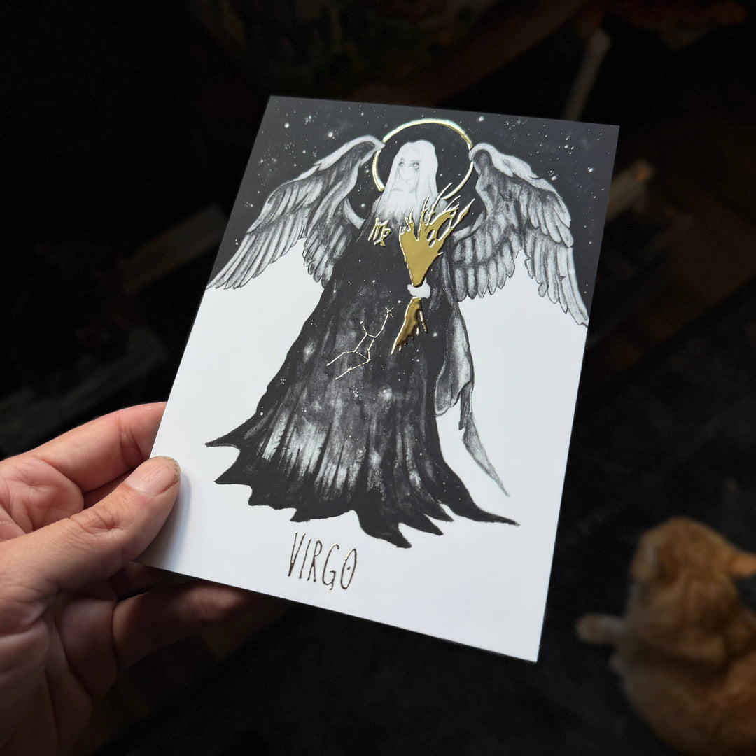 Virgo zodiac gold foil print by Brian Serway