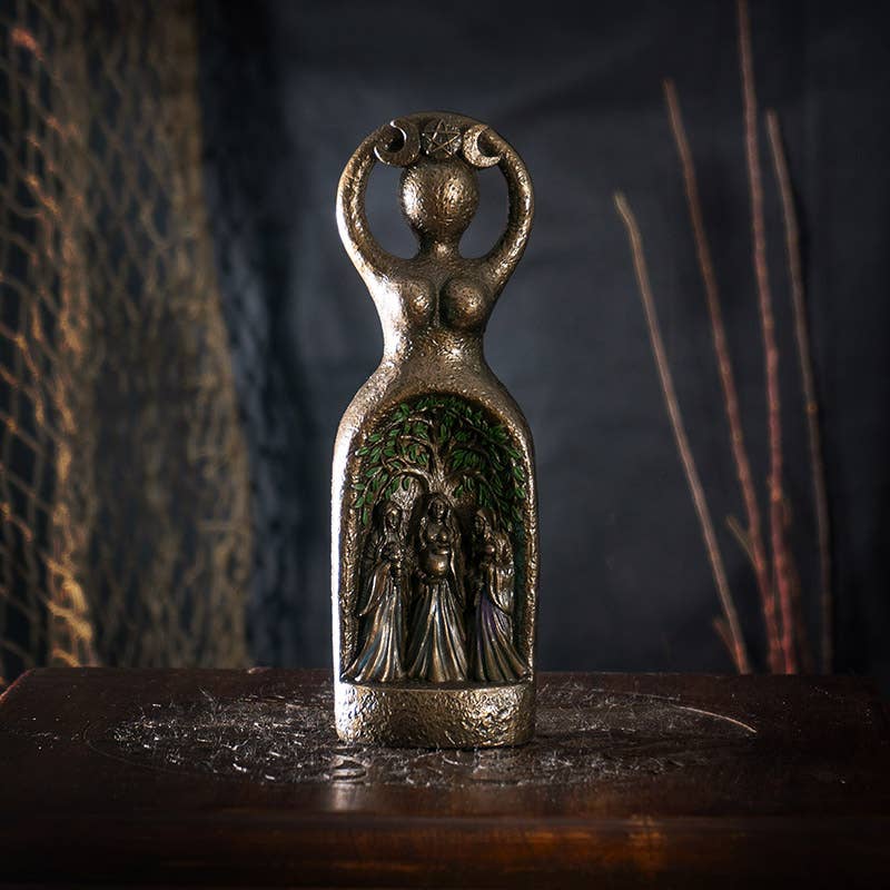 Maiden Mother and Crone statue front view