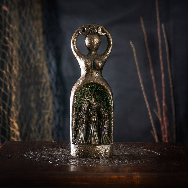 Maiden Mother and Crone statue front view