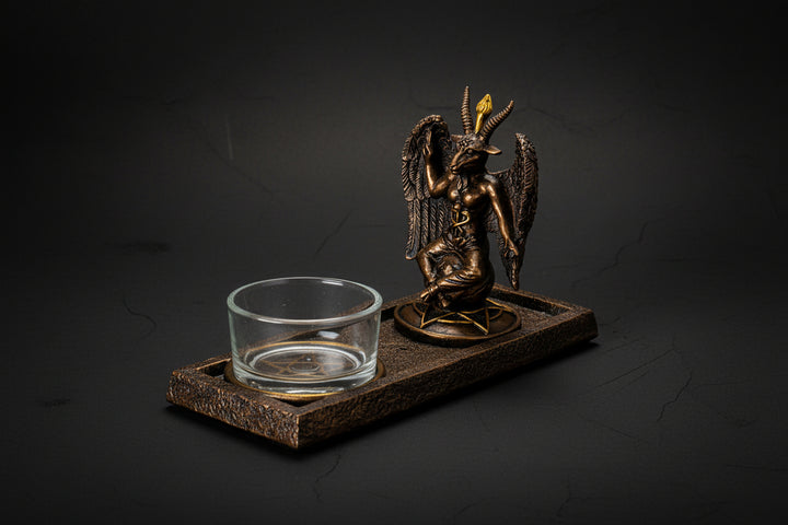 Baphomet votive holder with candle cup detail