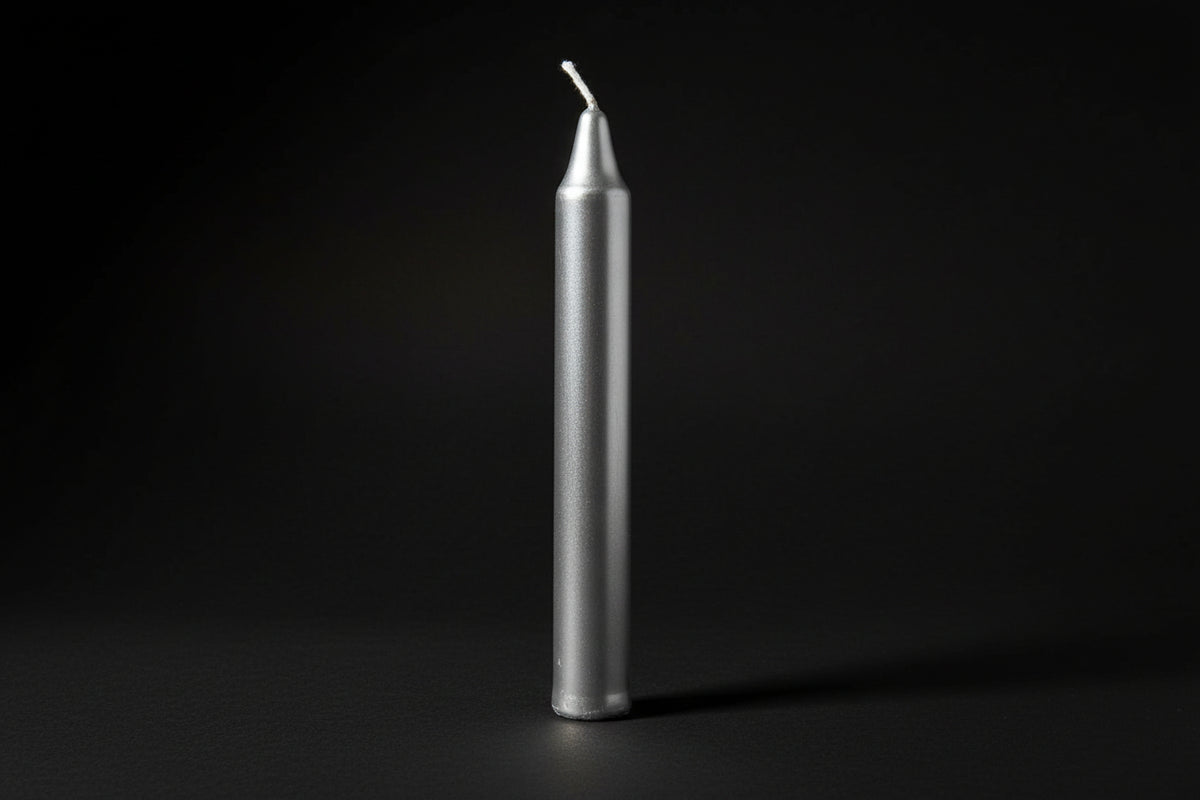Silver chime candle for lunar and reflective ritual symbolism