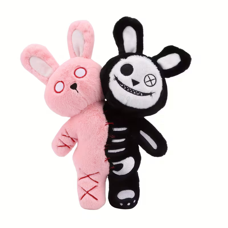 Double-Headed Zombie Bunny Plush Toy - Pink &amp; Black