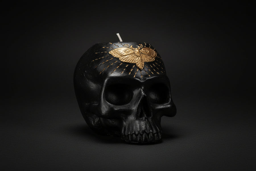 Black Skull Candle Holder – Ritual Containment Altar Piece