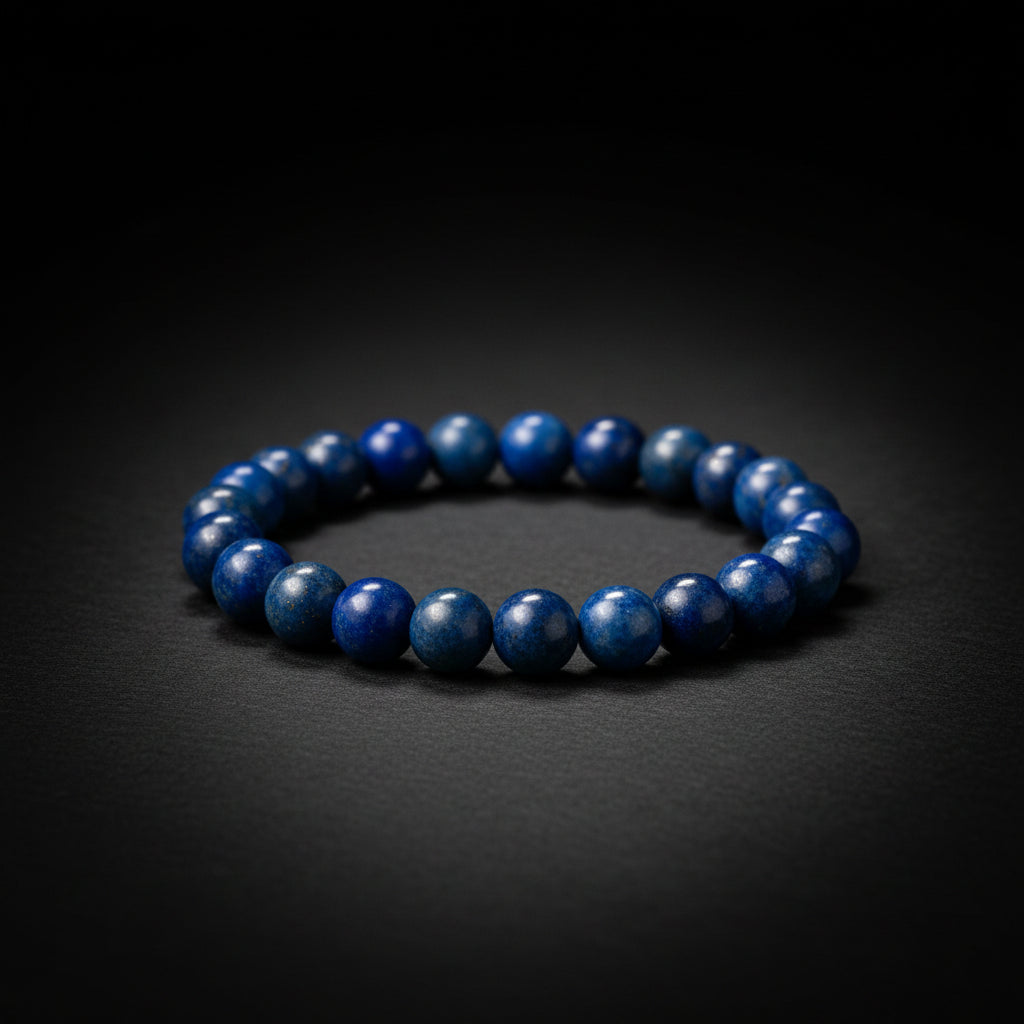 Lapis Lazuli beaded stretch bracelet with polished blue stones