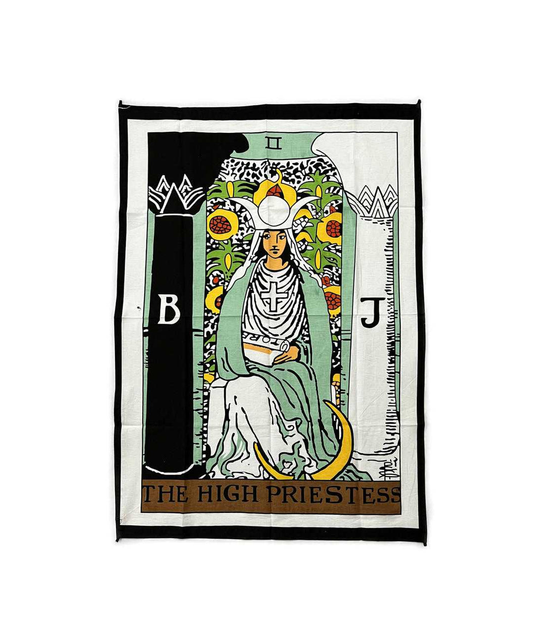 The High Priestess II tarot altar cloth measuring 30 by 40 inches