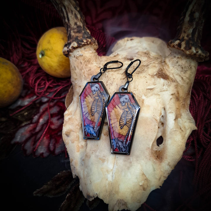 Black Skull and Savior earrings alternate view
