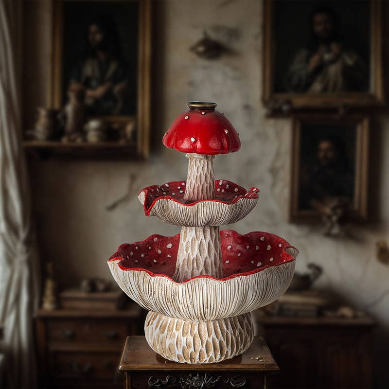 Toadstool backflow burner shown with cascading smoke