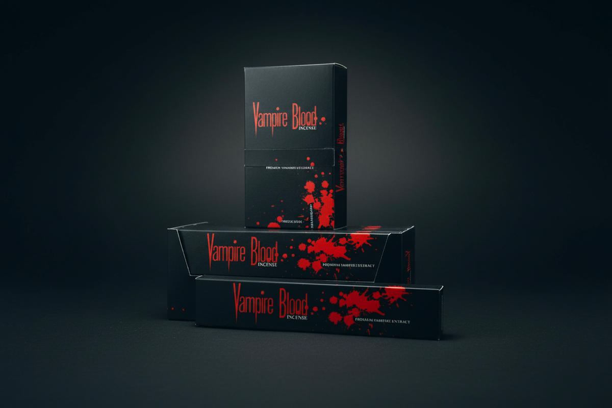 Vampire's Blood incense sticks in gothic-themed packaging