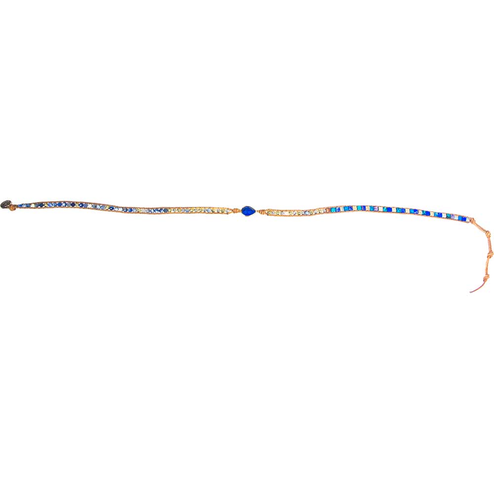 Imperial Jasper and lapis leather wrap bracelet alternate view