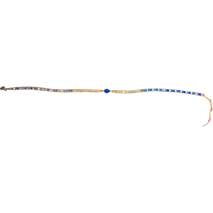 Imperial Jasper and lapis leather wrap bracelet alternate view