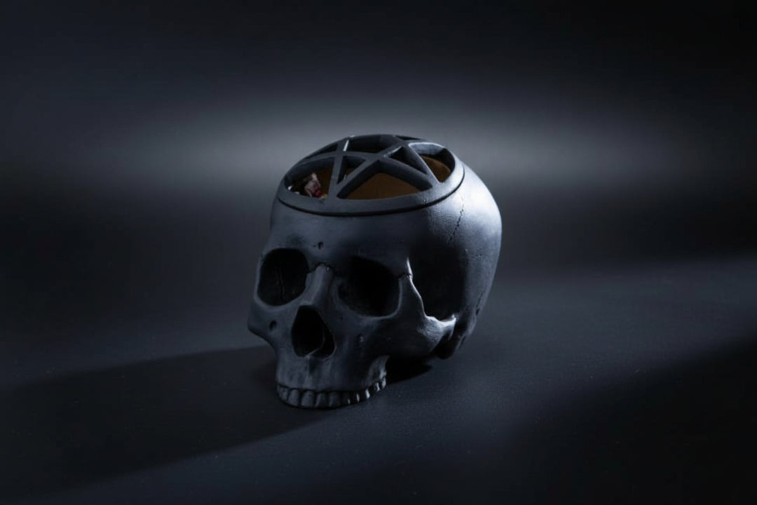 Pentagram skull vessel front view