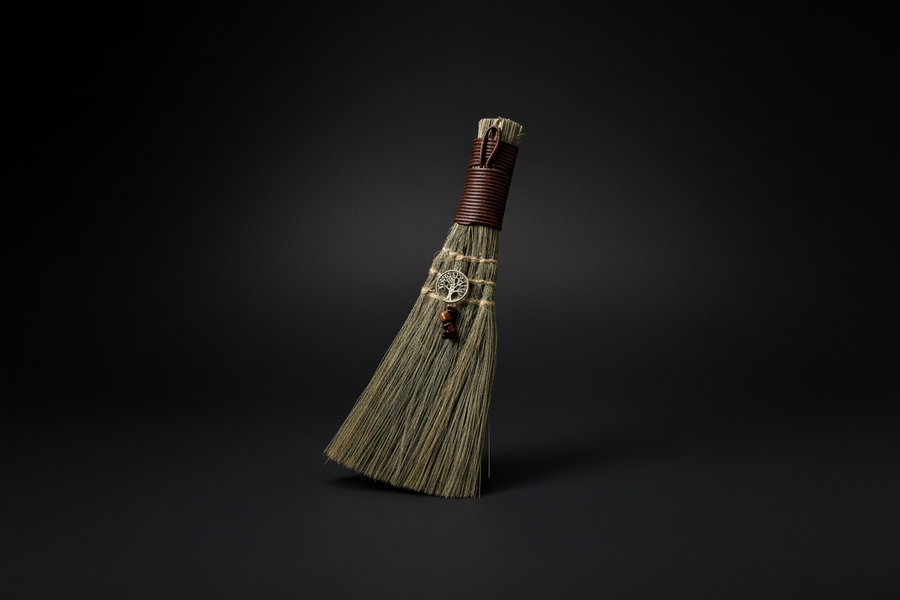 Altar Broom with Tree of Life Charm – Sacred Cleansing Tool