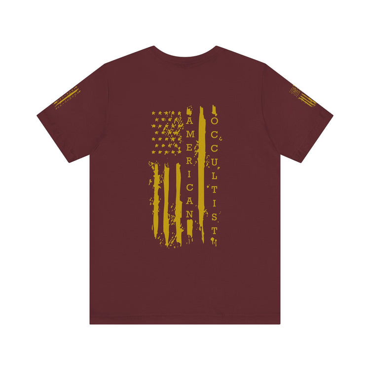 American Occultist Distressed Flag Tee – Men’s Streetwear