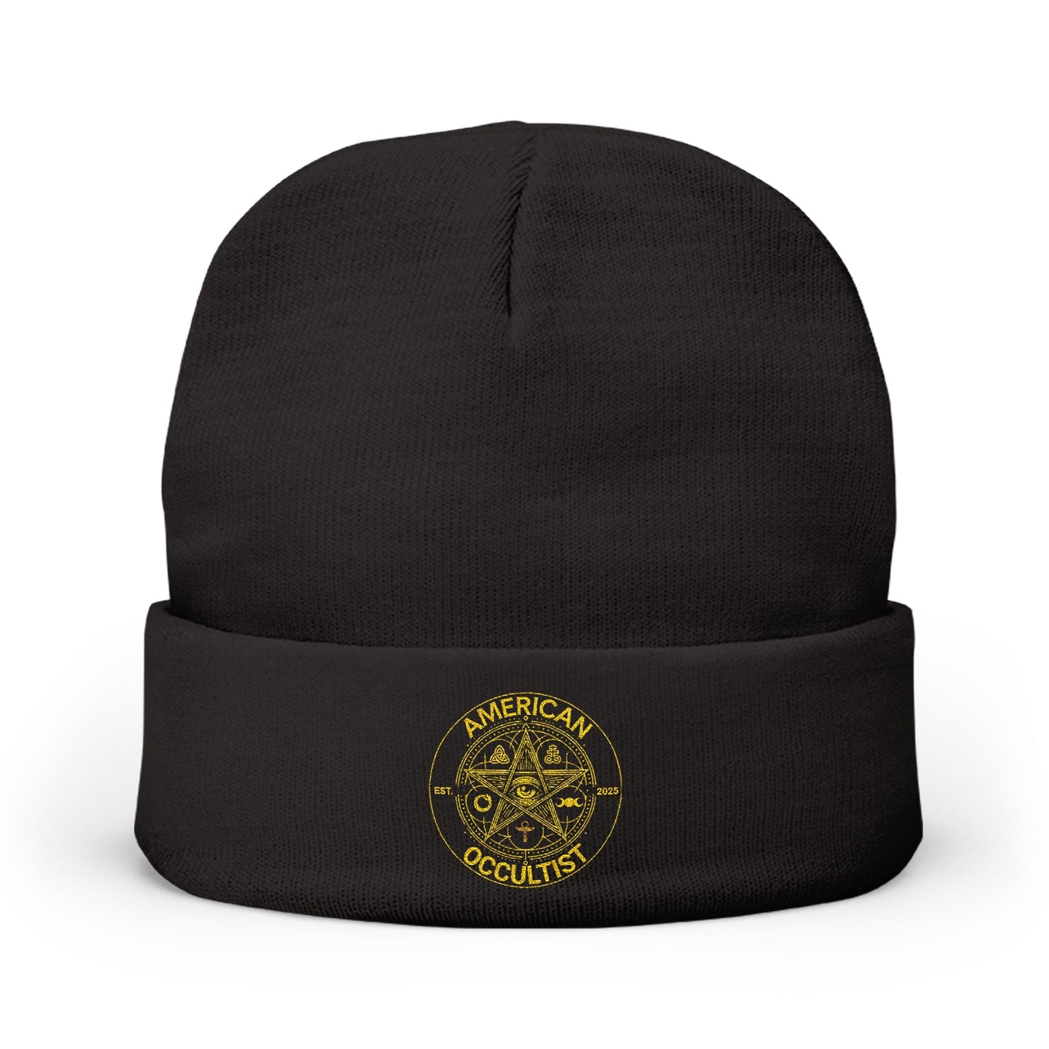 American Occultist Embroidered Logo Beanie – Dark Streetwear