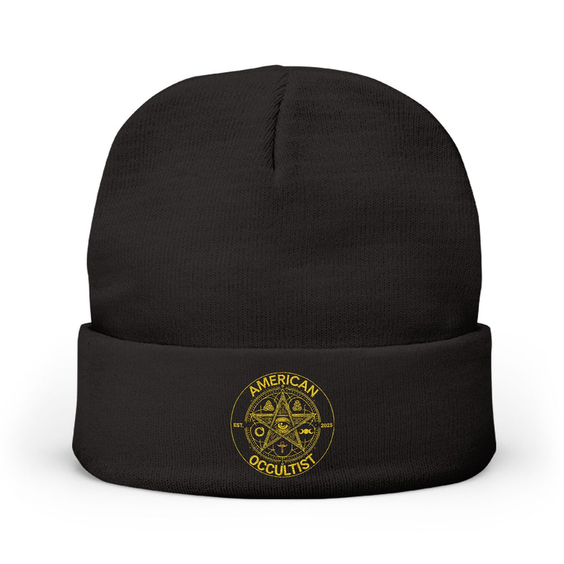 American Occultist Embroidered Logo Beanie – Dark Streetwear