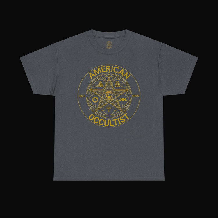 smoke tee gold text