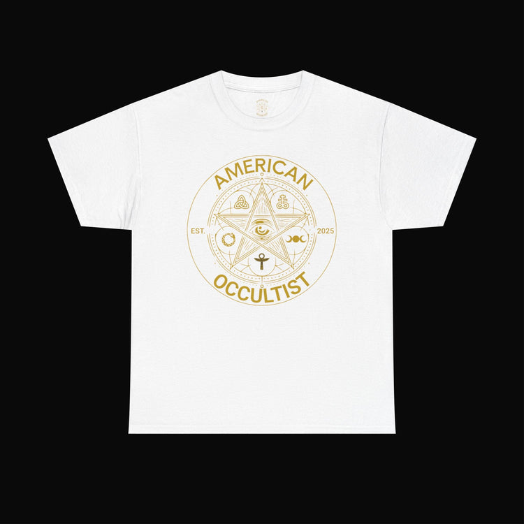 White Tee gold Text