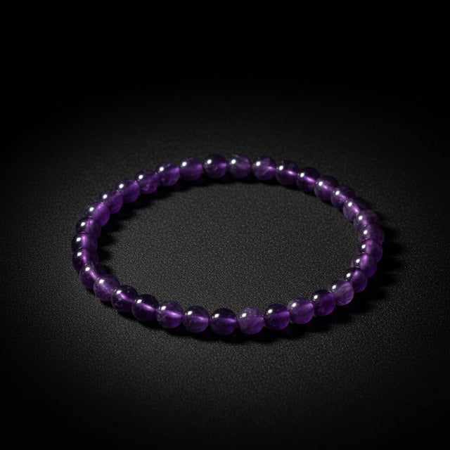 Amethyst beaded stretch bracelet