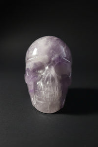 Exact Amethyst Crystal Skull, angled view