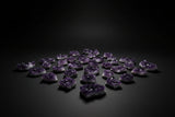 Assorted raw amethyst druzy clusters with purple quartz crystal points
