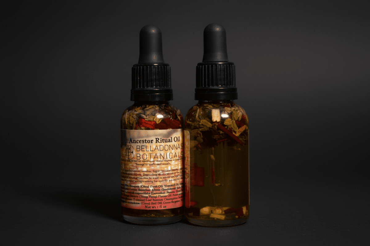 Ancestor ritual oil bottle with dropper