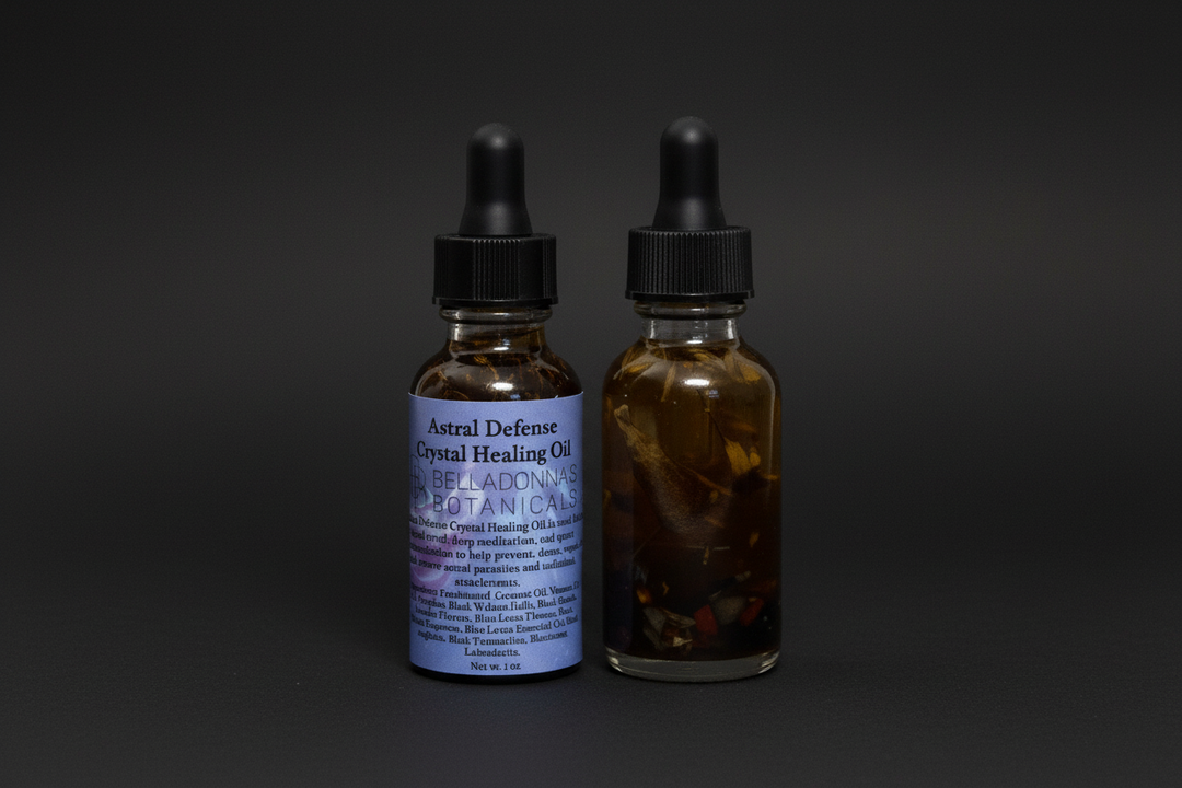Astral Defense crystal oil bottle with dropper