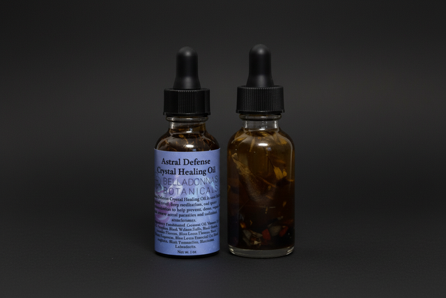 Astral Defense crystal oil bottle with dropper