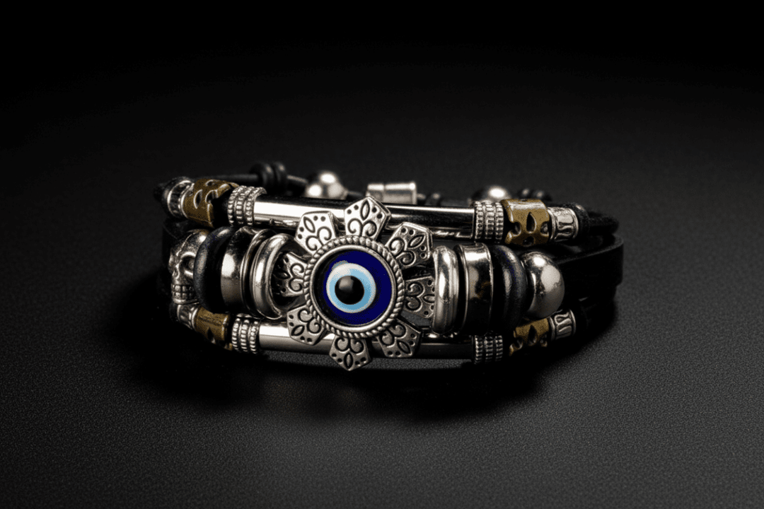 Autumn-winter evil eye bracelet with seasonal charms