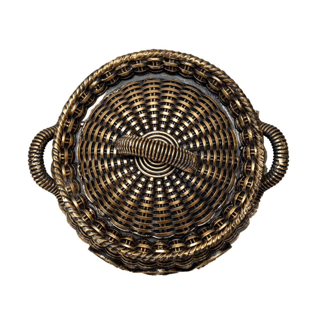 Wicker cauldron showing Triple Moon design detail